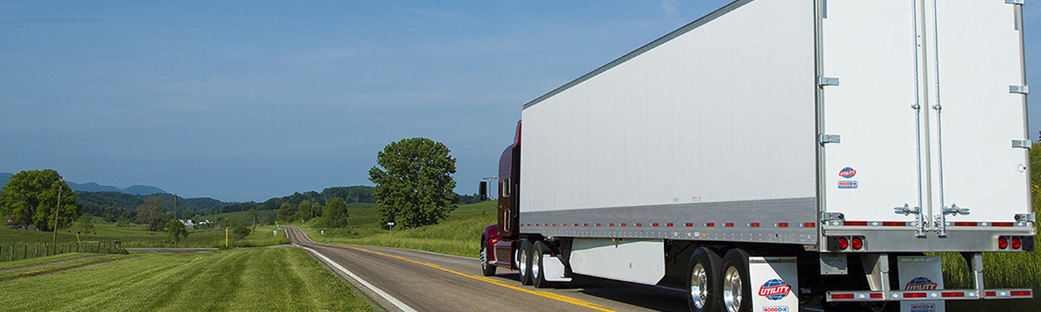 A 2018 Utility Trailer Dry Van 40000-X TBR heading down the road